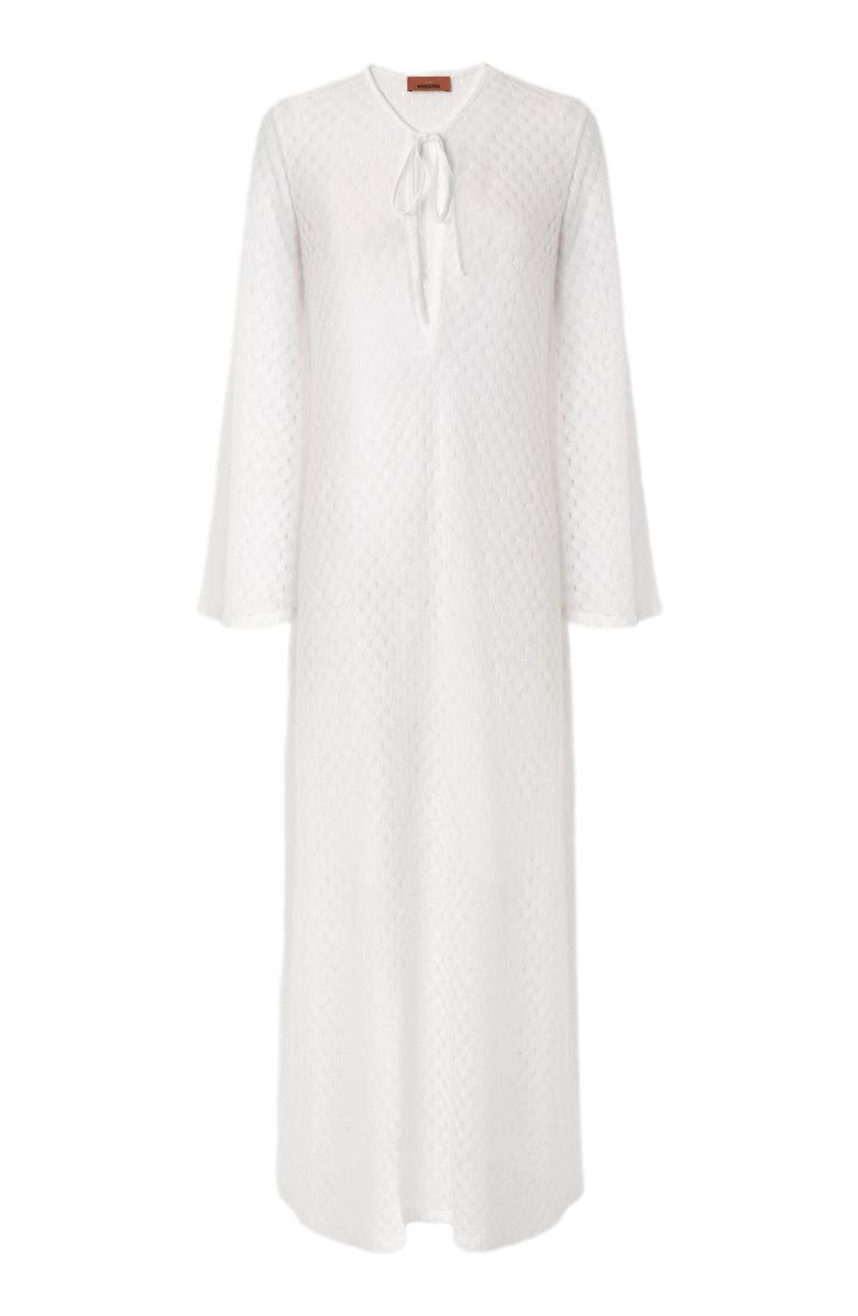 Missoni Long Cover-up Dress In Lamé Viscose With Raschel Workmanship, Alternate, color, White