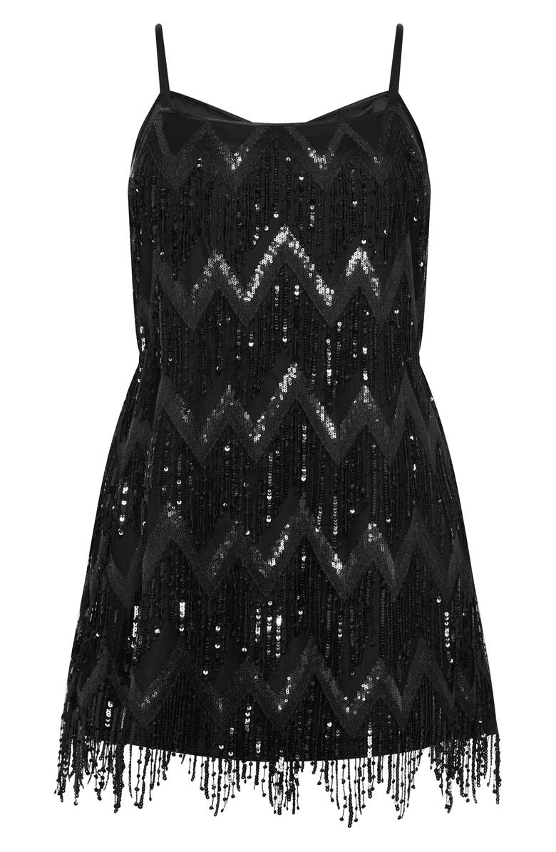 City Chic Sequin Fever Fringe Minidress, Alternate, color, 