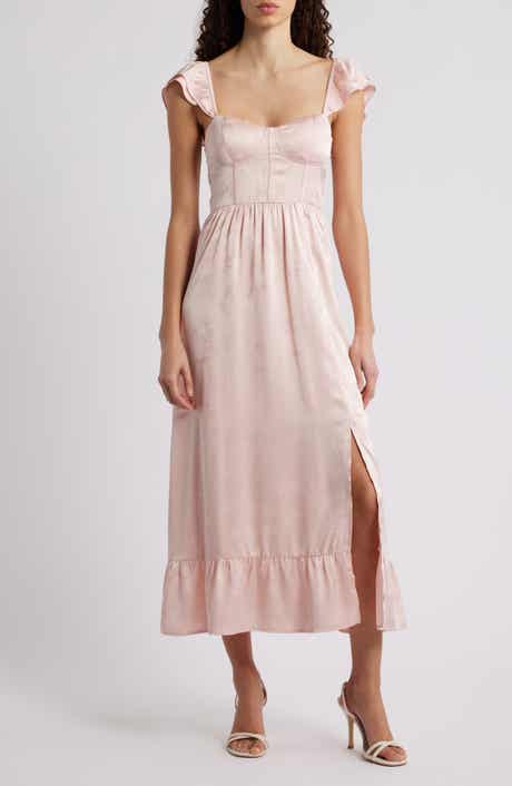 Flutter Sleeve Embossed Satin Sundress