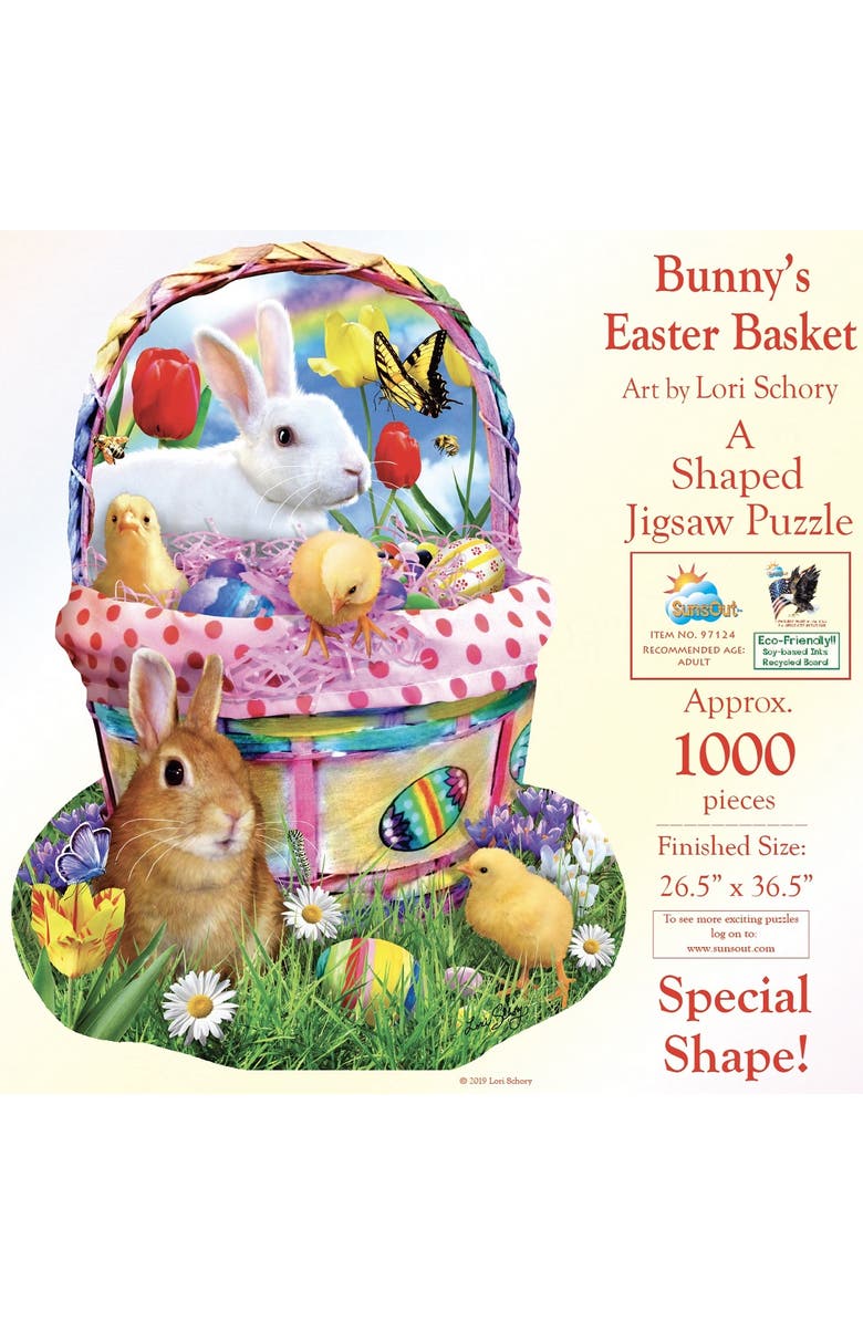 Sunsout Bunny's Easter Basket 1000 piece Jigsaw Puzzle for Adults Special Shape, Alternate, color, Multicolor