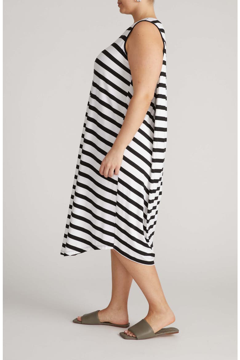Pearl Divine Jersey Shift Midi Dress, Alternate, color, BLACK/ WHITE STRIPE