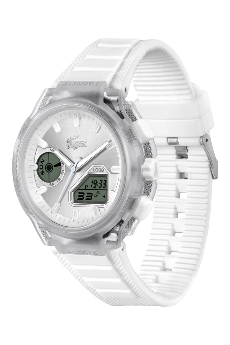 LC33 Ana-Digi Silicone Strap Watch, 45mm, Alternate, color, SILVER/ WHITE