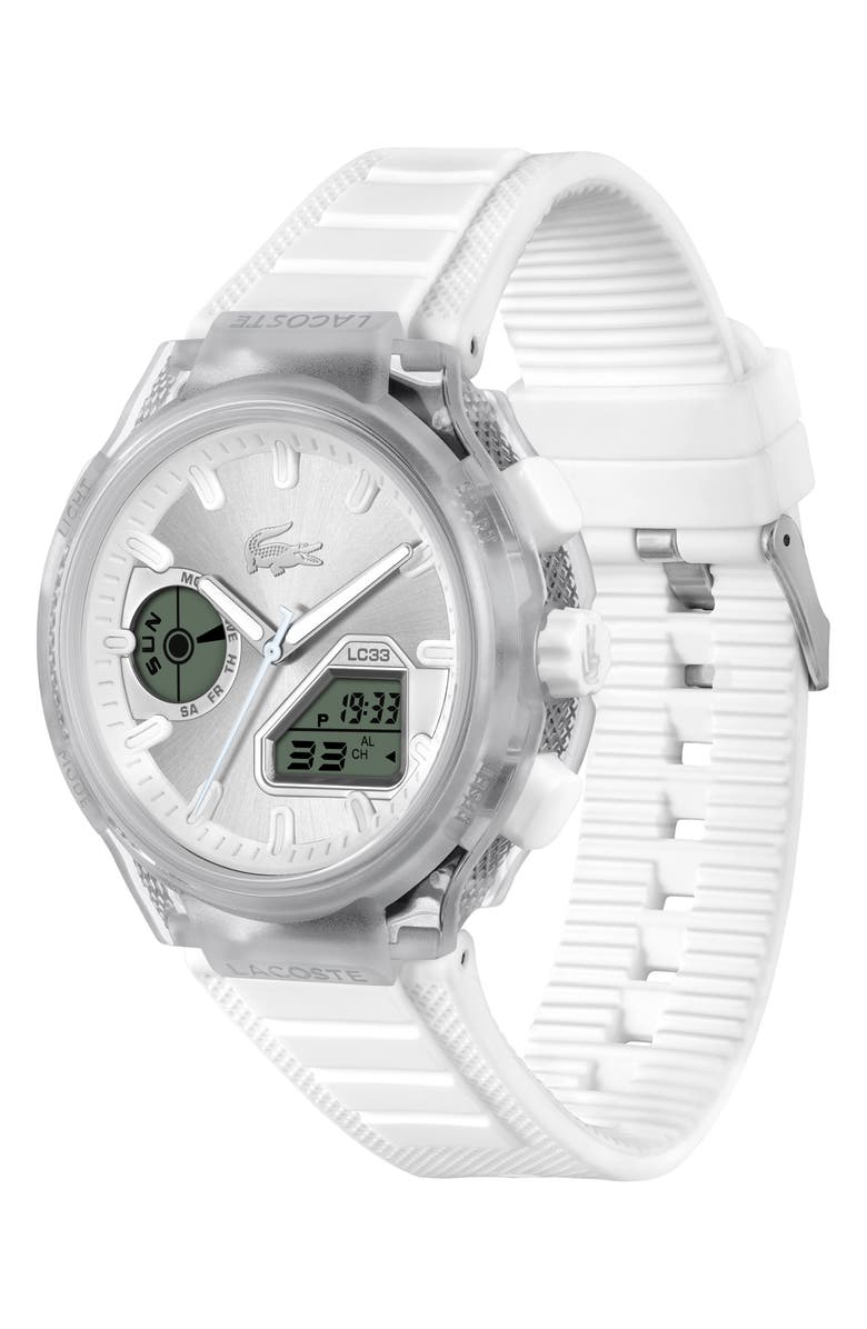 Lacoste LC33 Ana-Digi Silicone Strap Watch, 45mm, Alternate, color, 