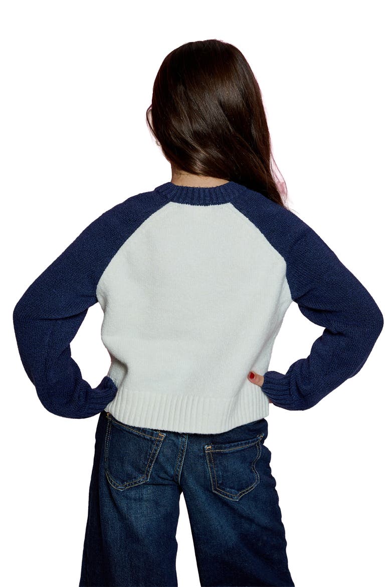 Kids' Cherry Raglan Sweater, Alternate, color, WINTER WHITE COMBO