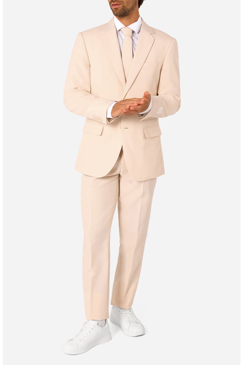 Dandy Sandy Slim Fit Two-Piece Suit & Tie Set, Main, color, BEIGE