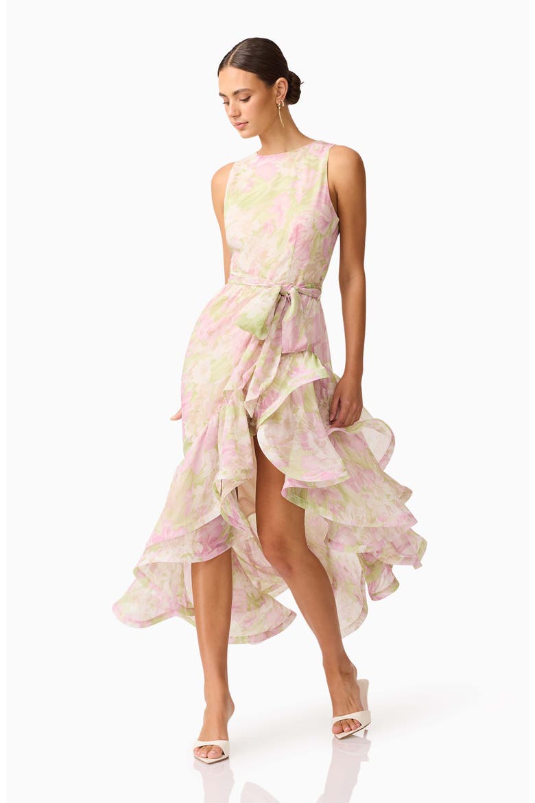 silk laundry asymmetrical ruffle dress Moonlit Magic Asymmetric Neckline Satin Ruffle Dress Butter