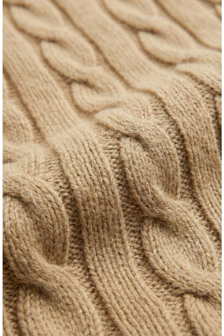 Cable-Knit Mini Sweater Dress with Pockets, Alternate, color, Beige