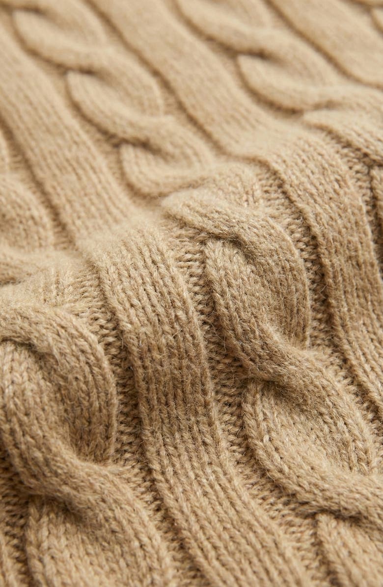 Modenaire Cable-Knit Mini Sweater Dress with Pockets, Alternate, color, Beige