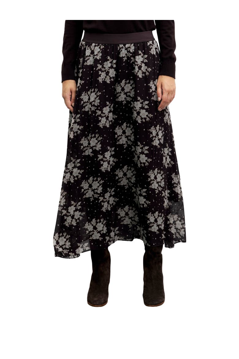 Tessy Floral Midi Skirt, Main, color, Brown