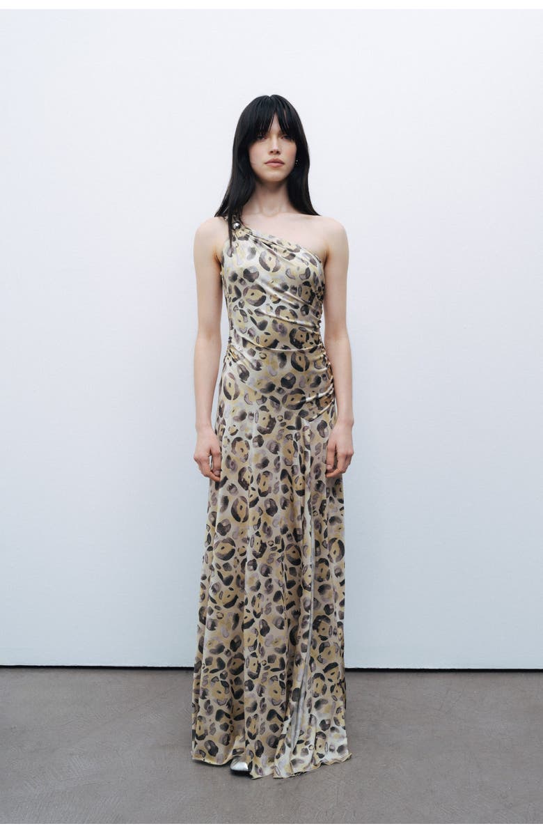 Nocturne One Shoulder Printed Maxi Dress, Alternate, color,