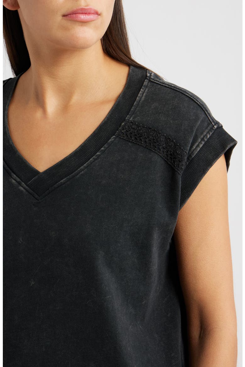 Crochet Detail Muscle Tee, Alternate, color, BLACK