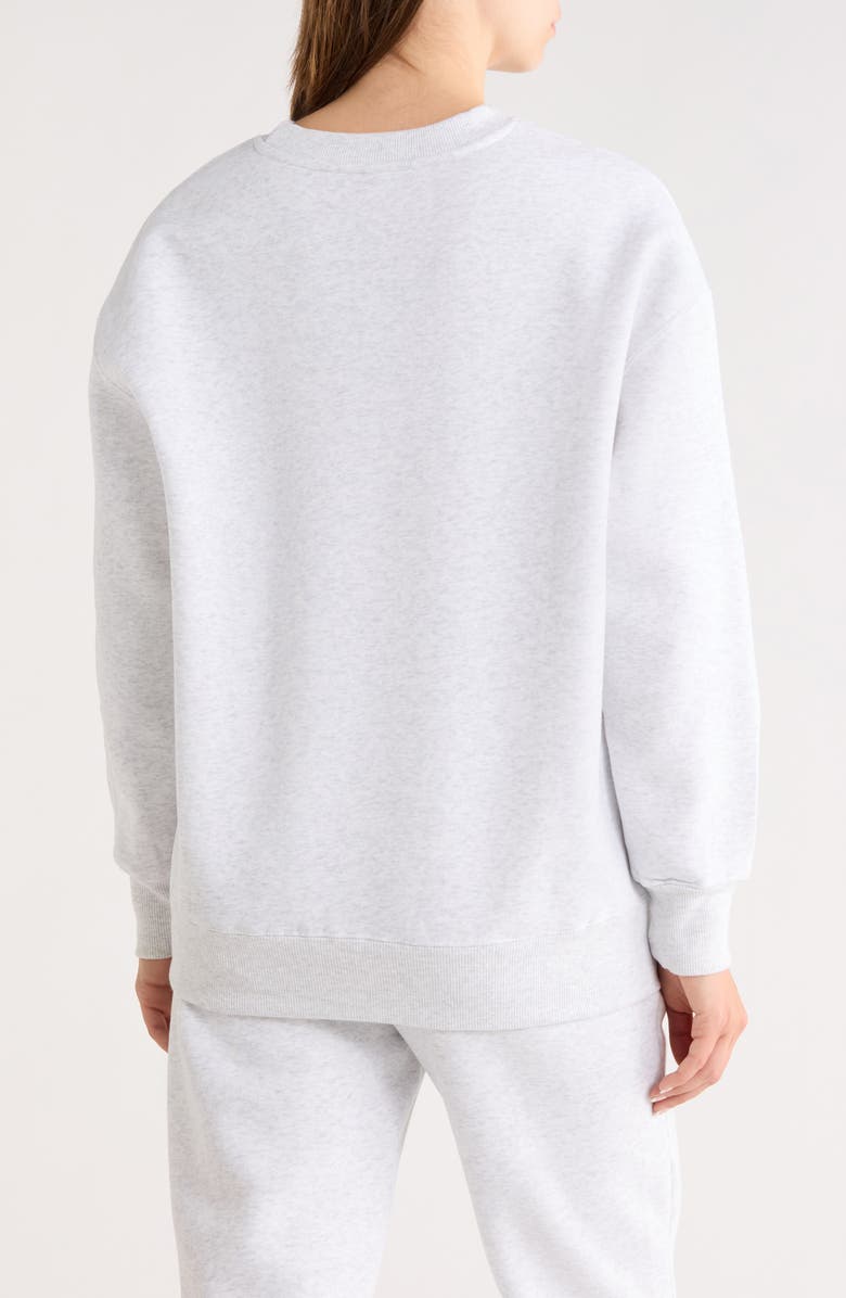 90 DEGREE BY REFLEX Varsity Vault Fleece Graphic Sweatshirt, Alternate, color, Heather Light Grey/ Orange