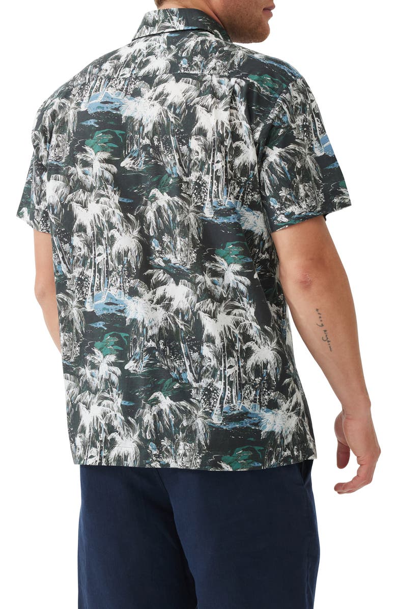 Rodd & Gunn Dakota Street Tropical Print Short Sleeve Lyocell & Cotton Button-Up Shirt, Alternate, color,