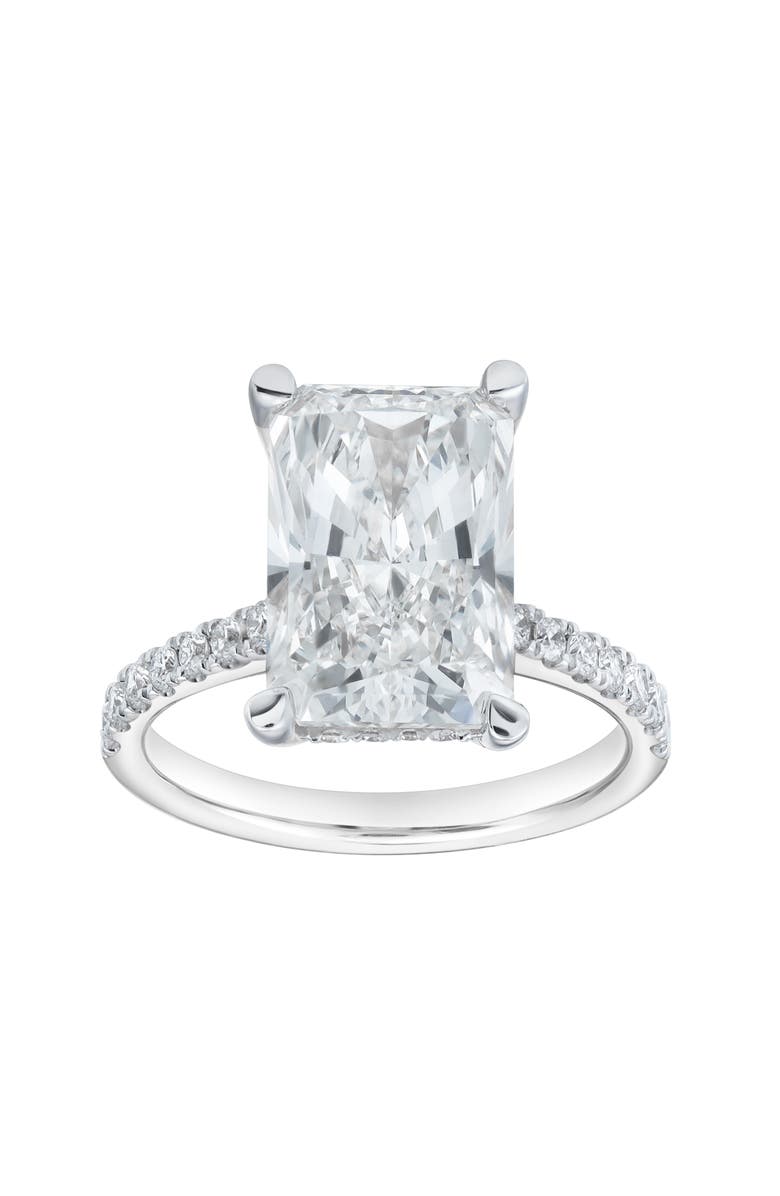 LuvMyJewelry Maia 14K Gold Radiant Cut Lab Grown Diamond Hidden Halo Engagement Ring - 5.4 Ct, Main, color, 14K White Gold