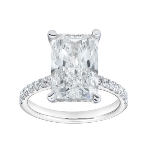 Maia 14K Gold Radiant Cut Lab Grown Diamond Hidden Halo Engagement Ring - 5.4 Ct