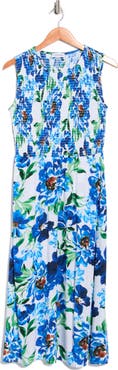 Calvin Klein Smocked Sleeveless Midi Dress