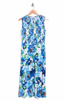 Calvin Klein Smocked Sleeveless Midi Dress