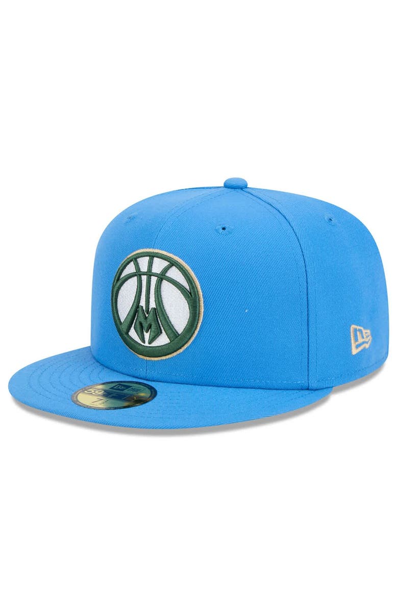 New Era Men's New Era Blue Milwaukee Bucks 2024/25 City Edition Alternate 59FIFTY Fitted Hat, Alternate, color,