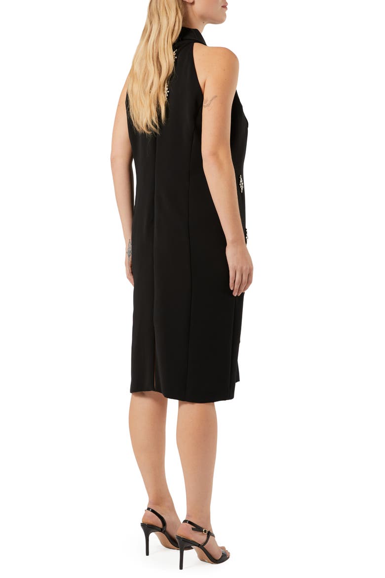Crystal Embellished Cape Dress, Alternate, color, BLACK