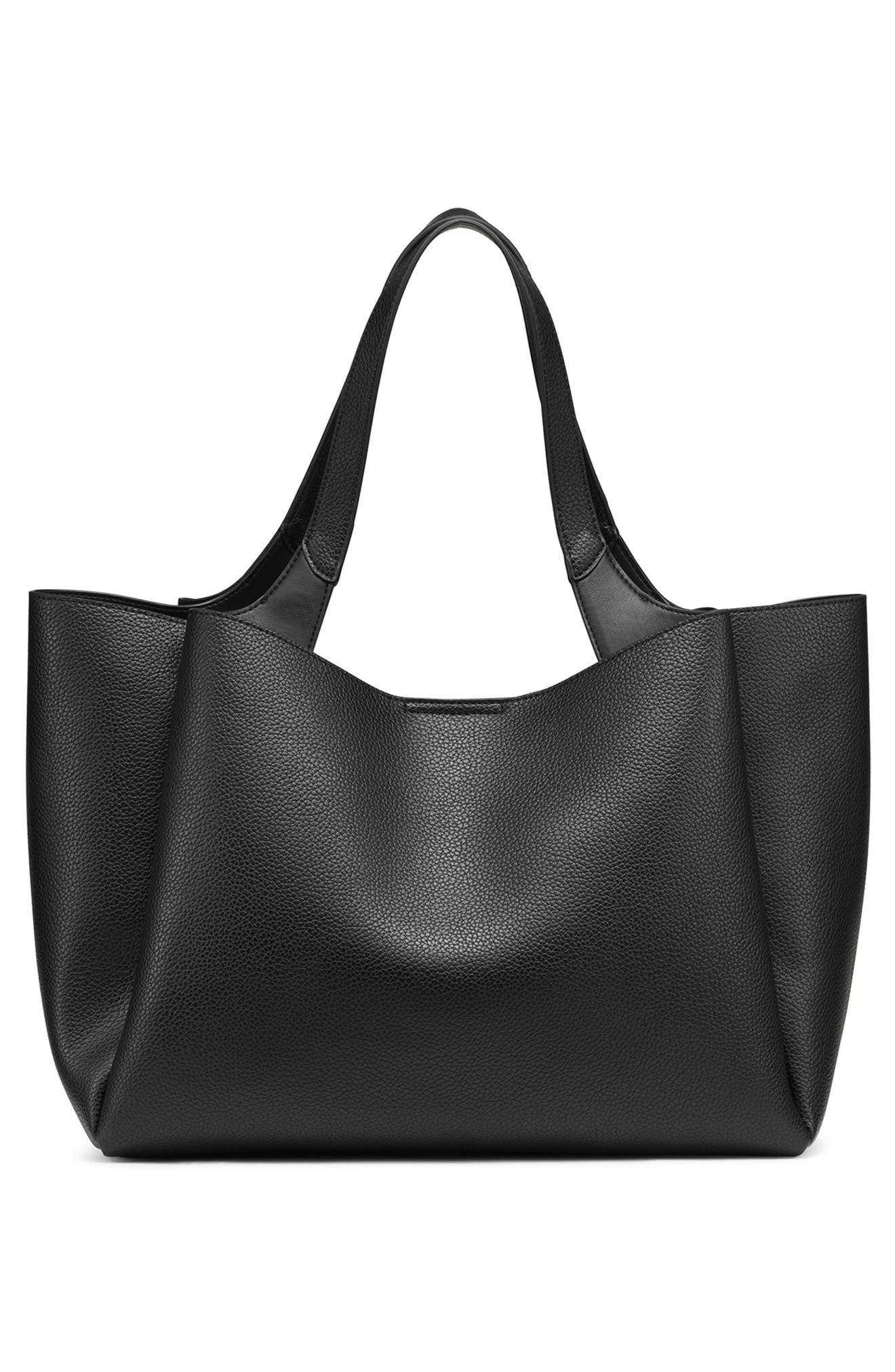 DKNY Willa Pebbled Tote Bag, Alternate, color, Black/ Silver
