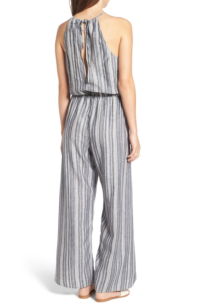 Halter Neck Jumpsuit, Alternate, color, BLACK/ GREY