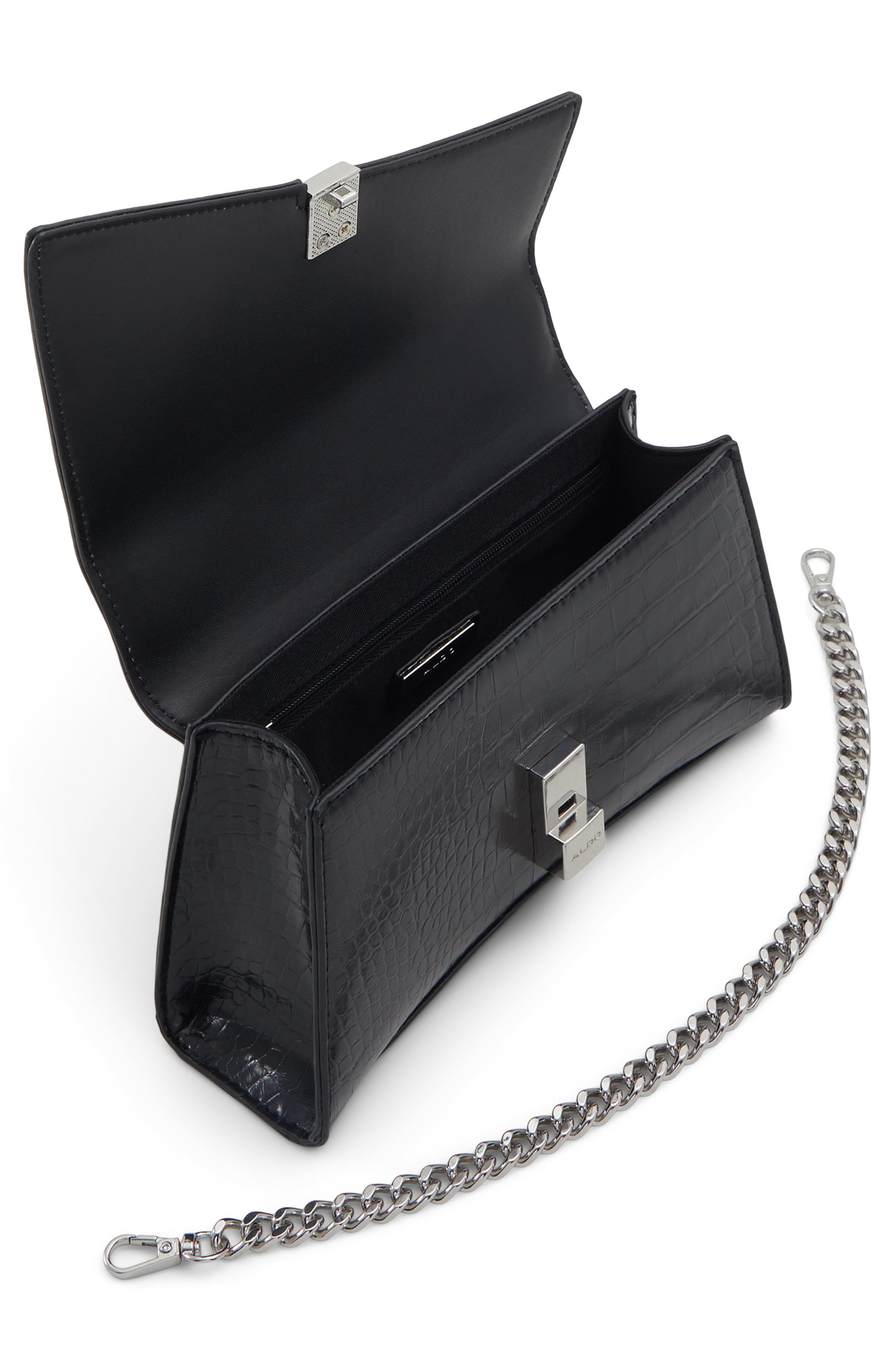 ALDO Croc Embossed Faux Leather Top Handle Bag, Alternate, color, 