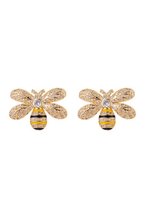 Bee Nice CZ Crystal Stud Earrings