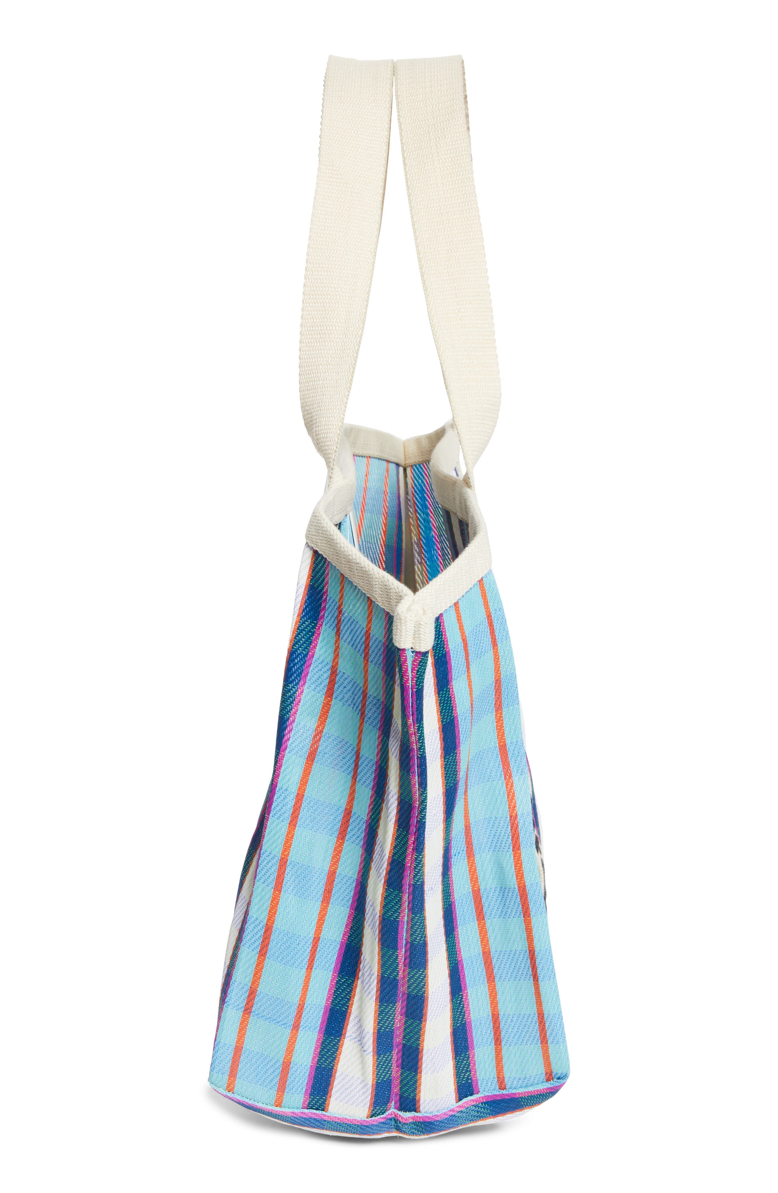 Isabel Marant Darwen Stripe Jacquard Tote, Alternate, color, Turquoise/ Chalk