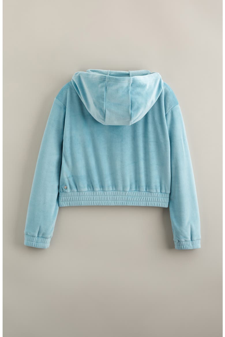 Kids' Cosmos Velour Zip Hoodie, Alternate, color, TEAL SICILY