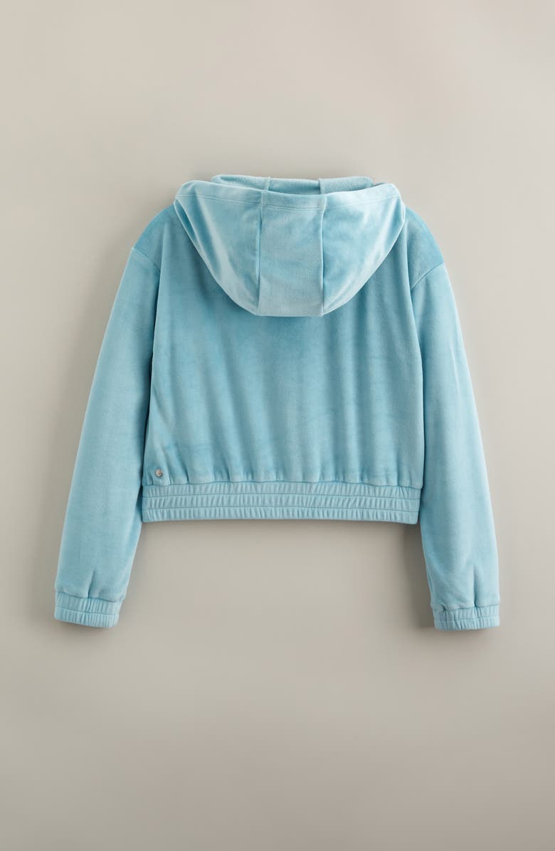 Zella Girl Kids' Cosmos Velour Zip Hoodie, Alternate, color, Teal Sicily