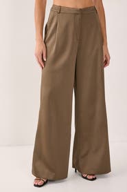 NASTY GAL Satin Pleated Tailored Pants
