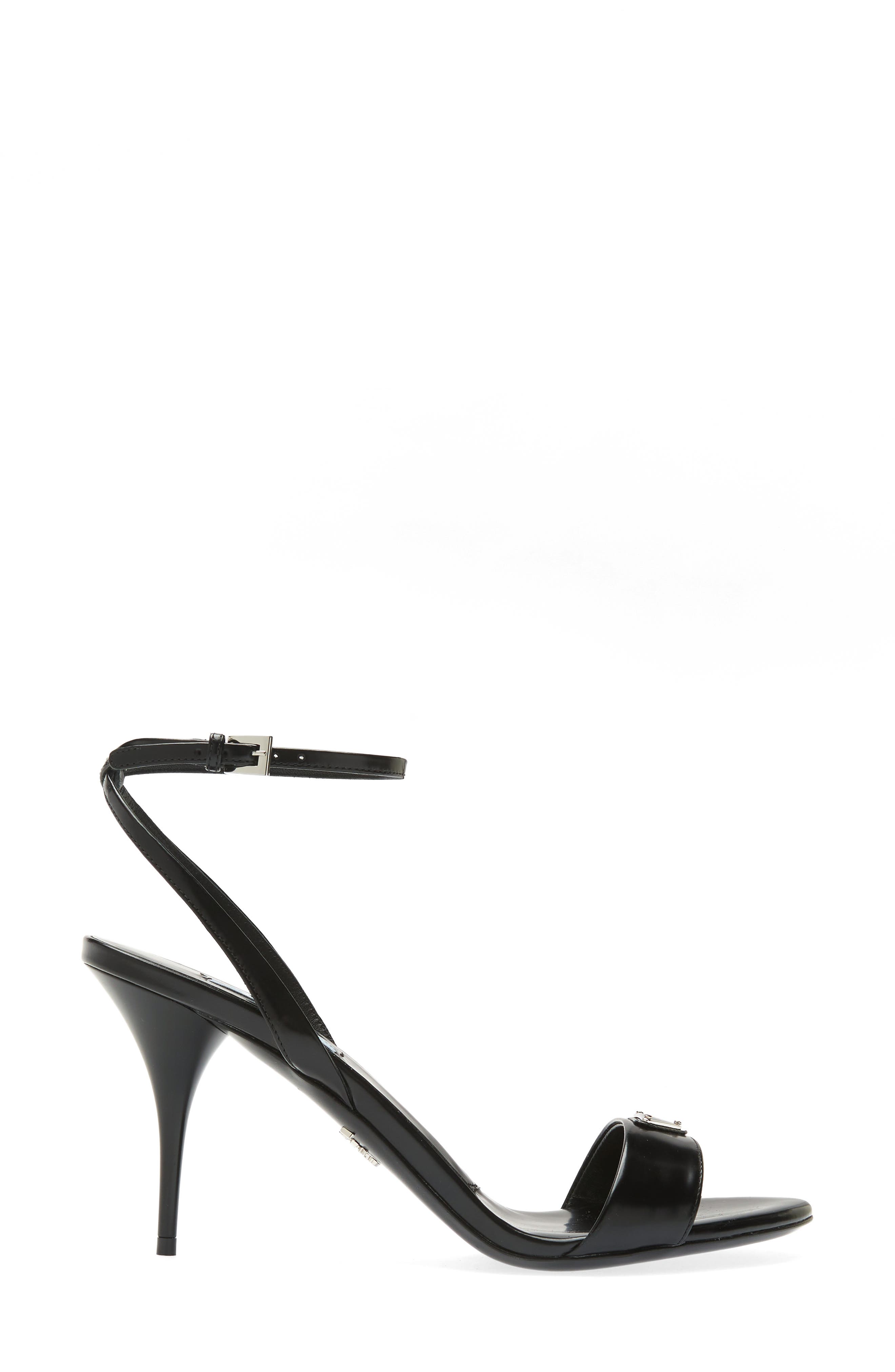 Prada Triangle Logo Ankle Strap Sandal, Alternate, color, 