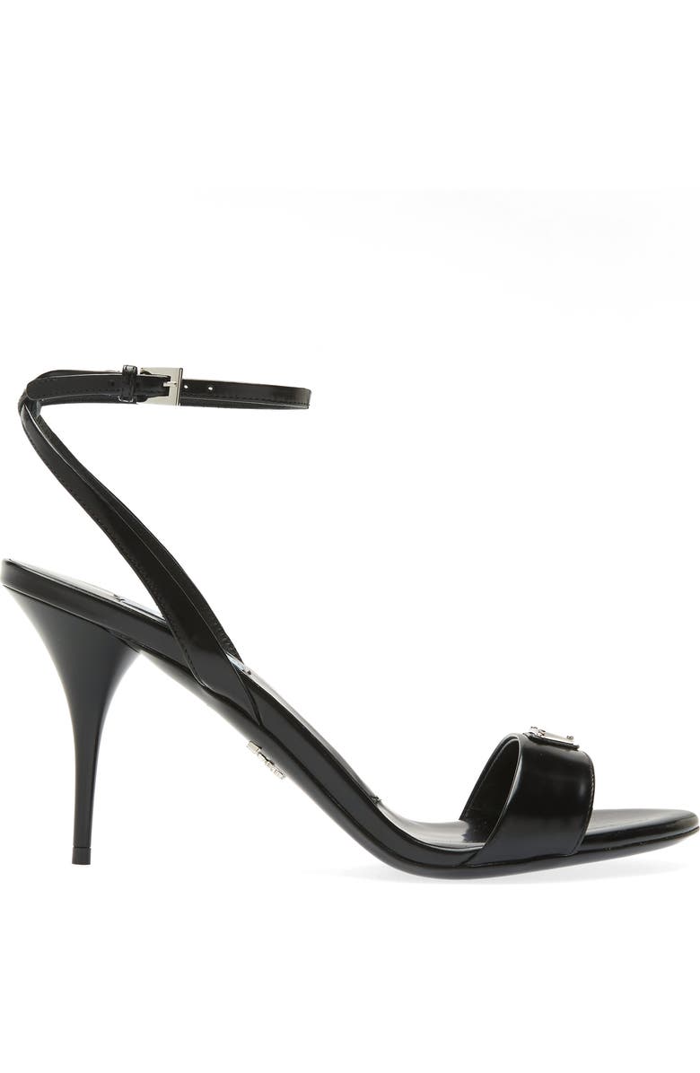 Prada Triangle Logo Ankle Strap Sandal, Alternate, color,