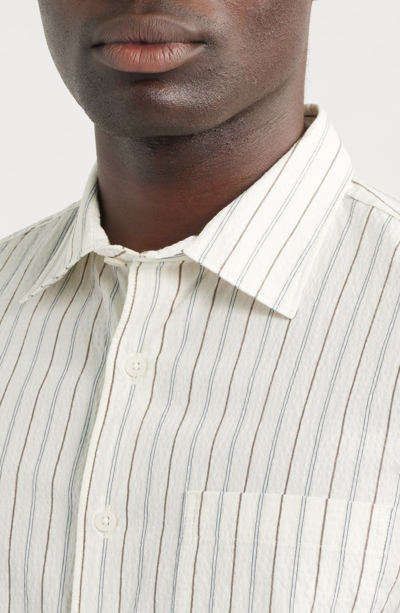Nordstrom Cotton Blend Seersucker Button-Up Shirt, Alternate, color, White Samuel Stripe