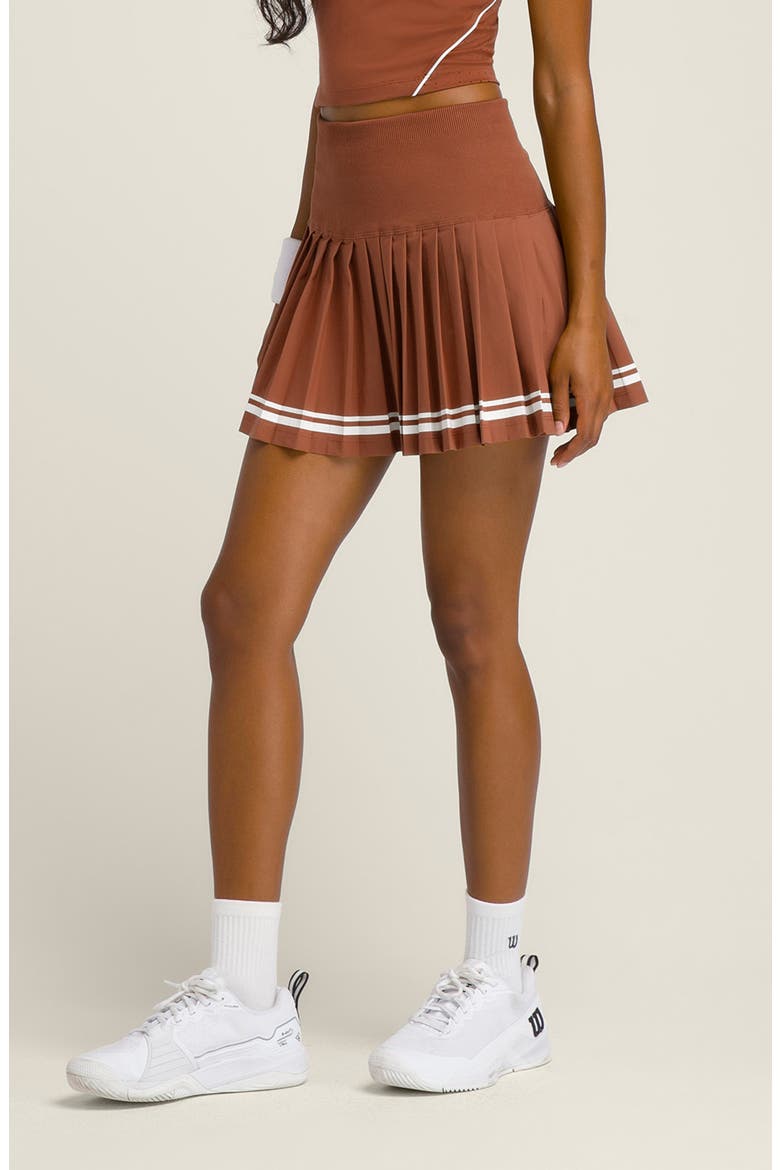 Midtown Pleated Tennis Skirt, Alternate, color, BRONZE