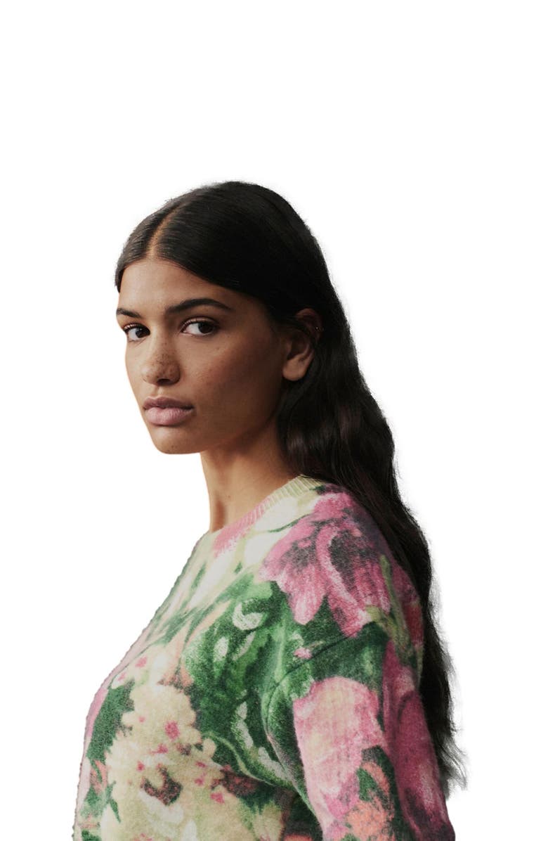 NEXT Floral Print Crewneck Sweater, Alternate, color, Pink