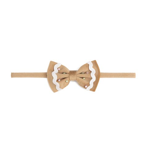 Gingerbread Christmas Velvet Bow Baby Headband
