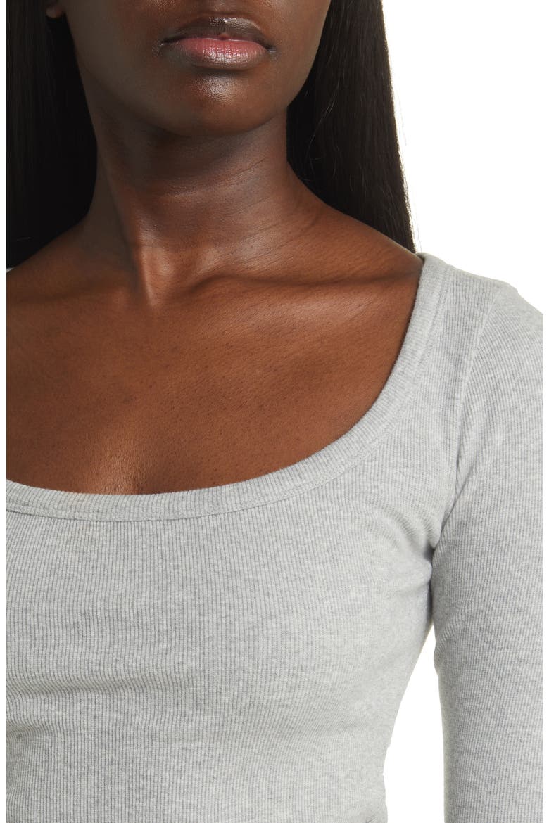 Rib Stretch Cotton T-Shirt, Alternate, color, GREY HEATHER