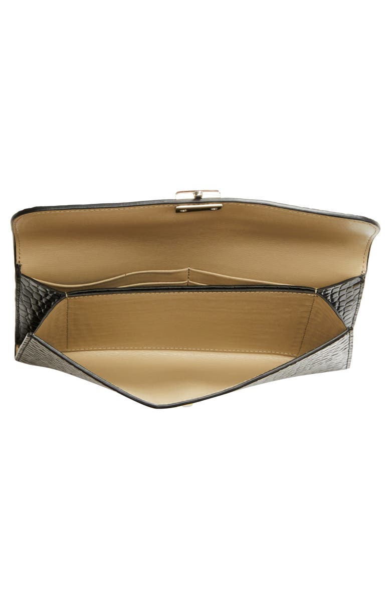 TOTEME T-Lock Croc Embossed Leather Wallet, Alternate, color, Black