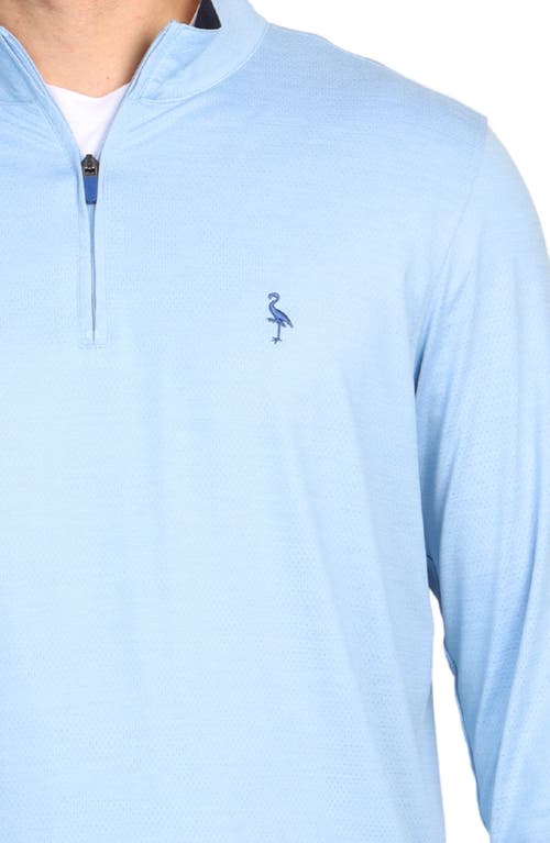 Tailorbyrd Mélange Mesh Performance Quarter Zip Pullover In Light Blue