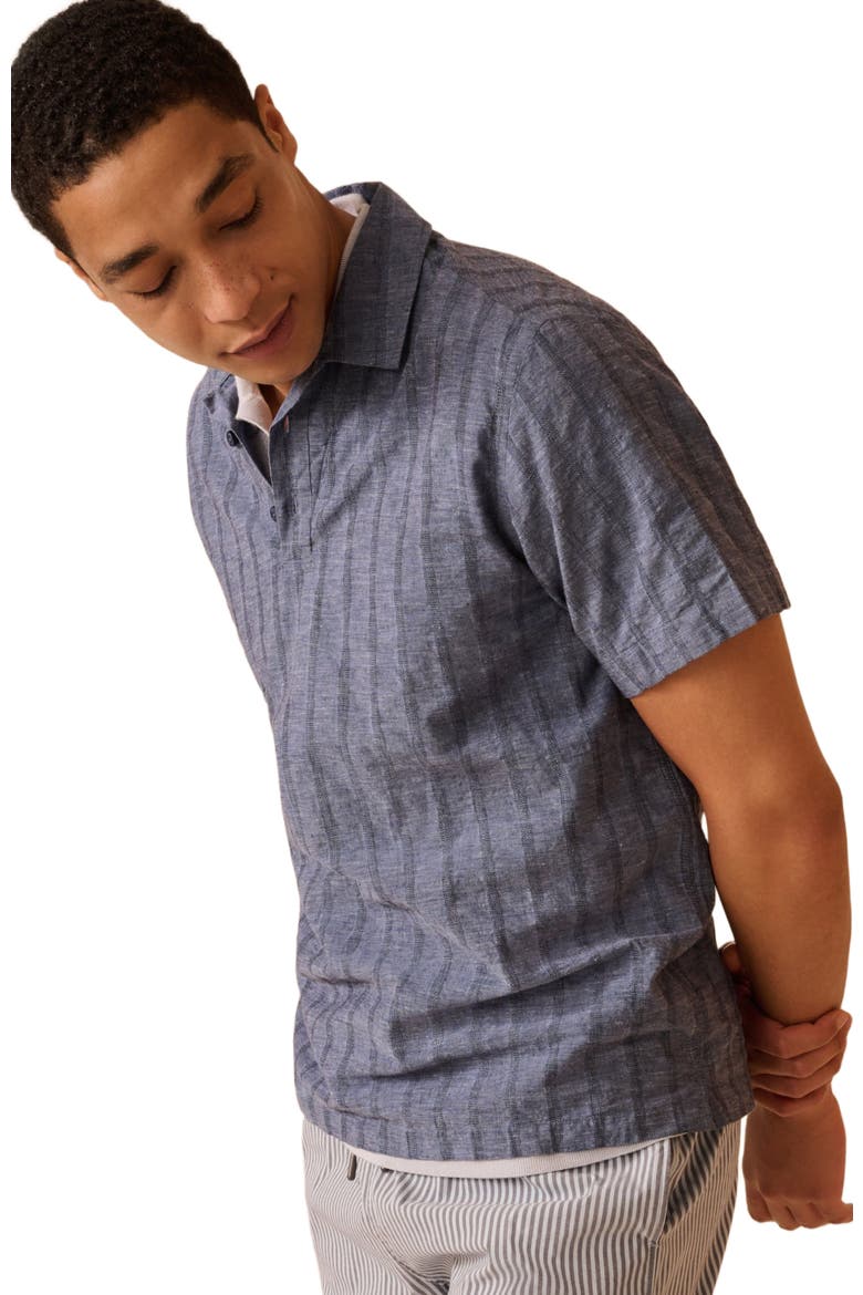 Cotton Linen Pop Over Polo Tee, Alternate, color, Navy