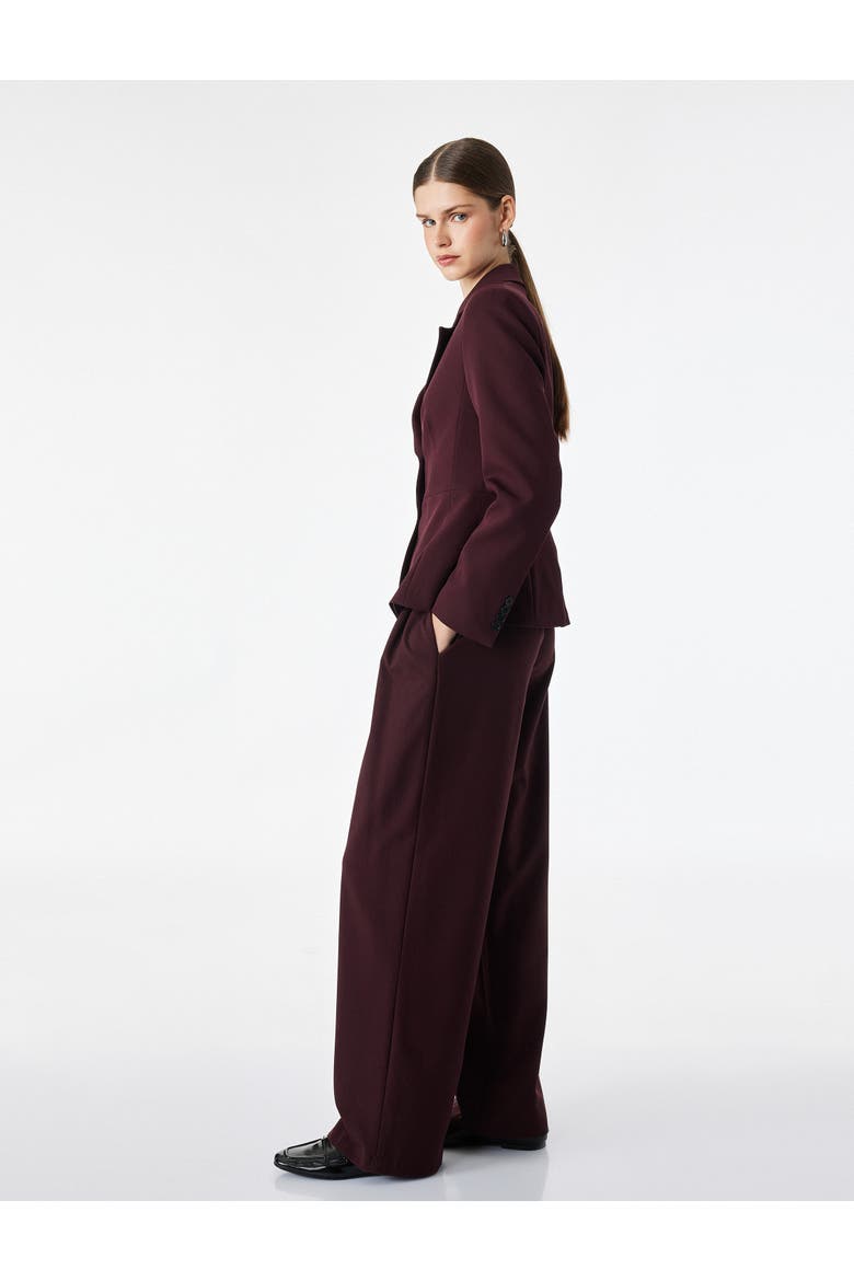 Long Sleeve Shaped Waist Notch Lapel Blazer, Alternate, color, BORDEUX