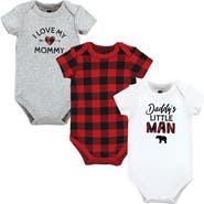 Hudson Baby Little Soft Cotton All-in-One Outfits, Set of 3