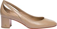 Santoni Women's leather mid-heel pump with almond toe and cut-out detail