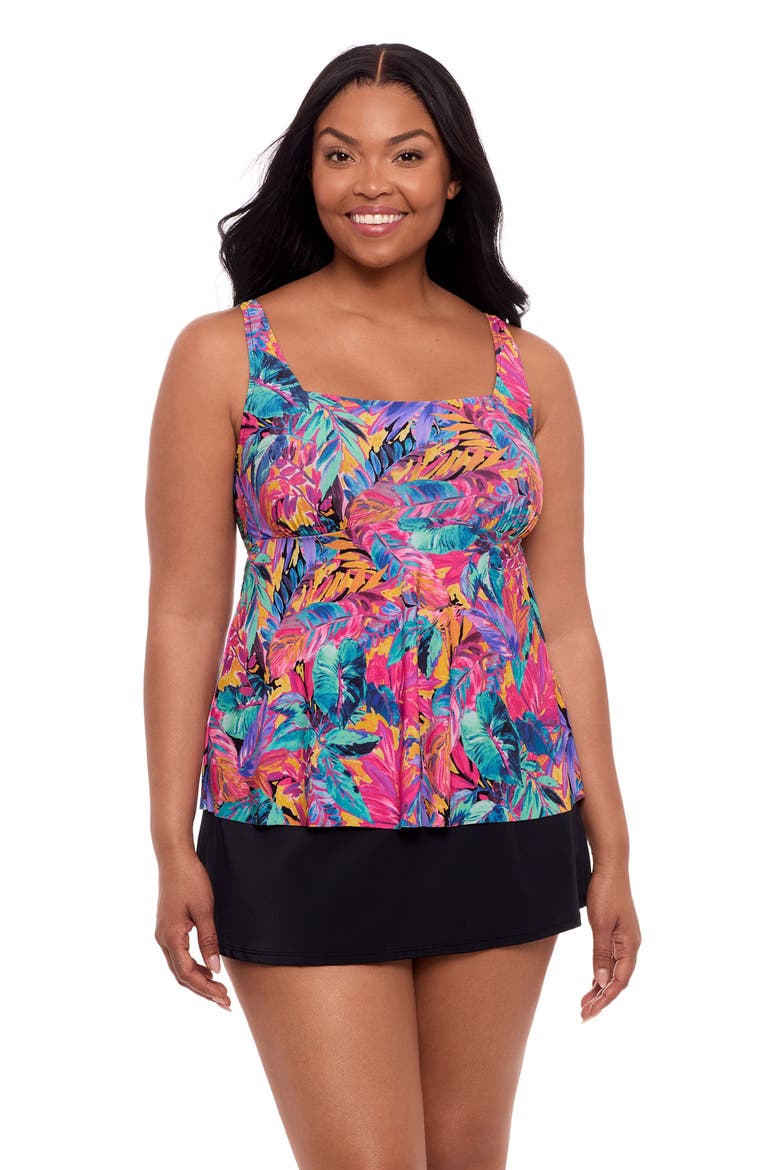 Maddie Square Neck Tankini Swimsuit Top, Alternate, color, Paradise Palms