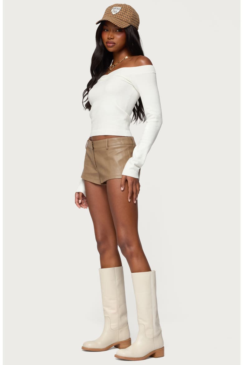 Melaney Faux Leather Micro Shorts, Alternate, color, BROWN