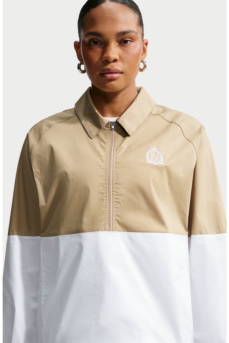 Half Zip Windbreaker, Alternate, color, PARACHUTE BEIGE/ WHITE