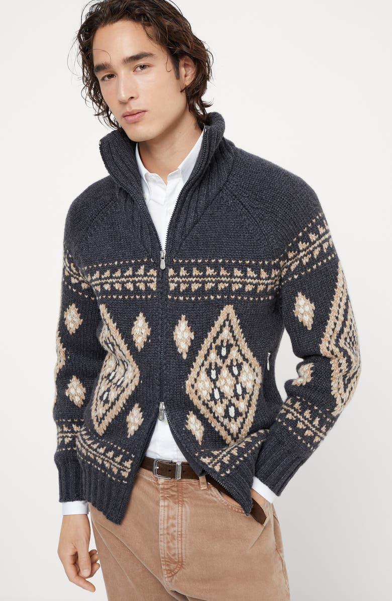 Brunello Cucinelli Cashmere Jacquard cardigan, Alternate, color,