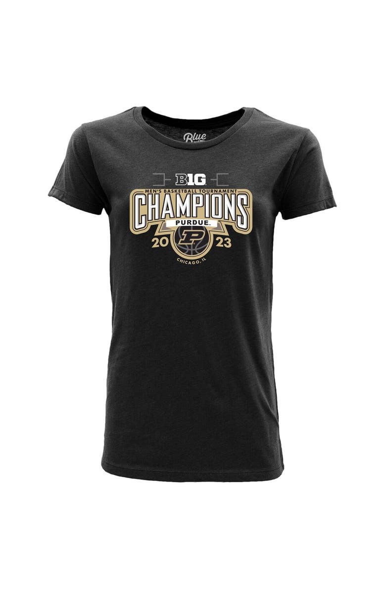 BLUE 84 Women's Blue 84  Black Purdue Boilermakers 2023 Big Ten Men's Basketball Conference Tournament Champions Locker Room T-Shirt, Main, color, 