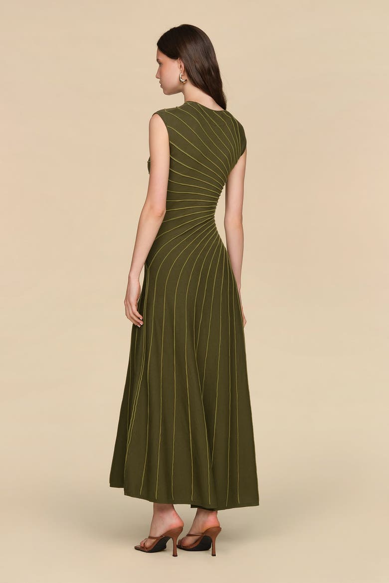 Freya Pleated Knit Dress, Alternate, color, GREEN JUNIPER